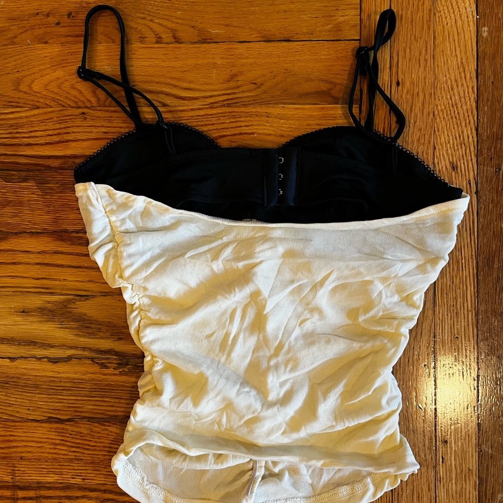 Black and White Ruched Camisole